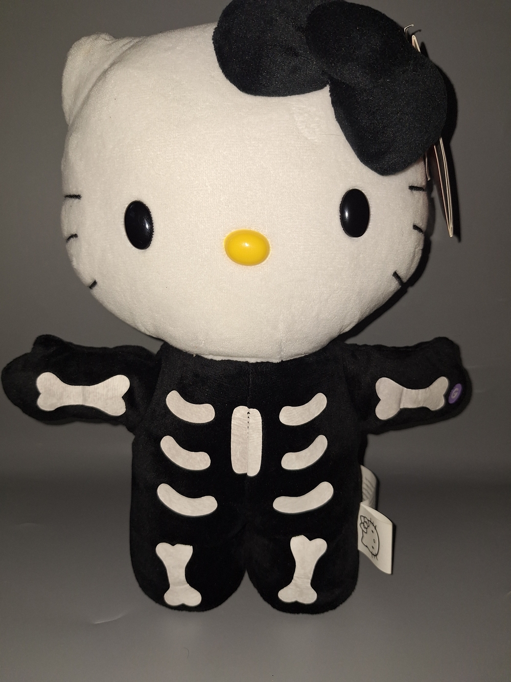 Hello Kitty Black & White Skeleton Side Stepper Plush